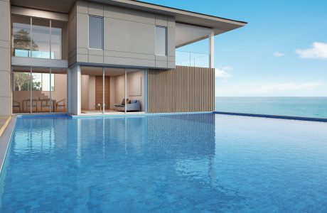 sea view house with pool in modern design